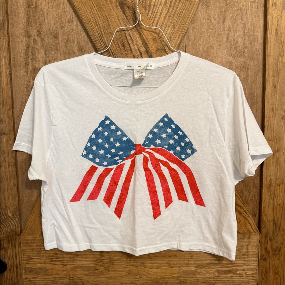 Altar’d State USA Bow Cropped Tee